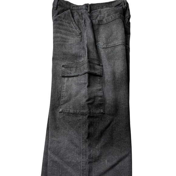 Jessica Simpson Womens Cargo Jeans Wide Leg Washed Black Denim Size 8 Utility - Picture 6 of 11